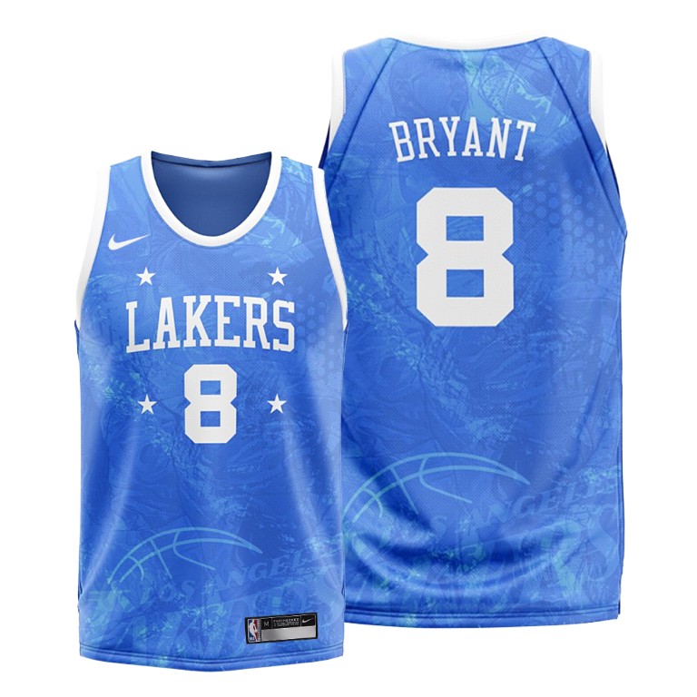 Men's Los Angeles Lakers Kobe Bryant #8 NBA 2020 4-Stars Fashion Edition Light Blue Basketball Jersey POR6383XO